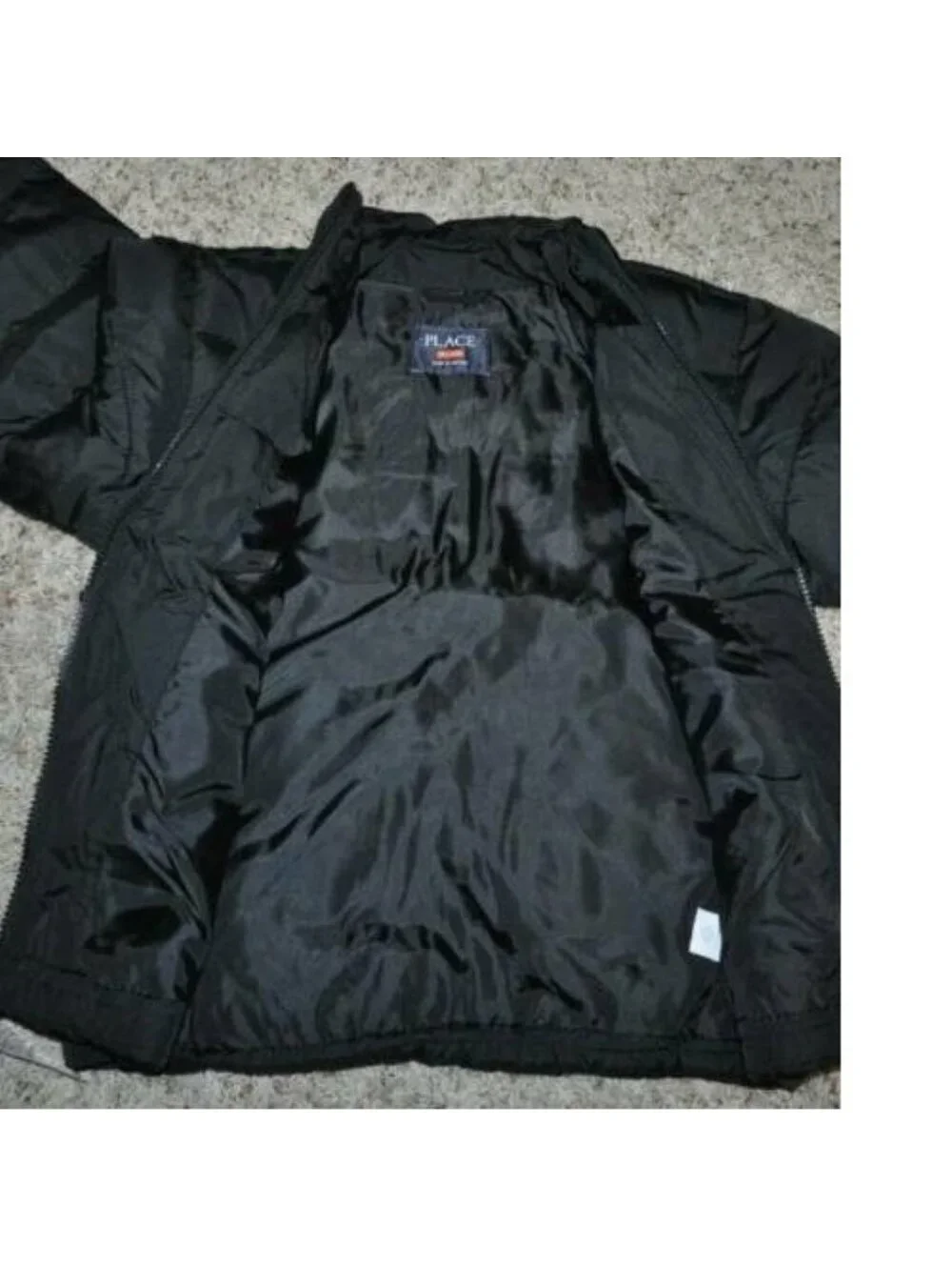 Girls Puffer Jacket 7/8 Black Water Resistant Zip Winter The Childrens Place